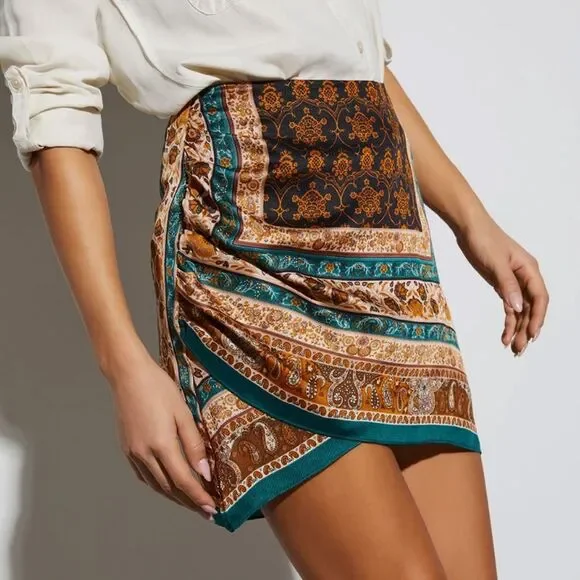 Vici Boho Faux Mini Wrap Skirt Sz XL - Picture 1 of 3